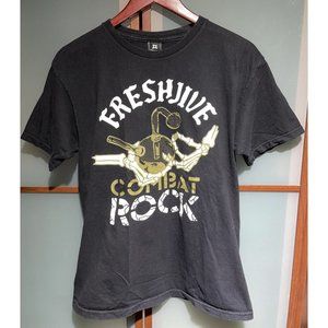 FRESHJIVE Combat Rock Vintage 90s Y2K Mens Black T-Shirt Shirt Tee Size M